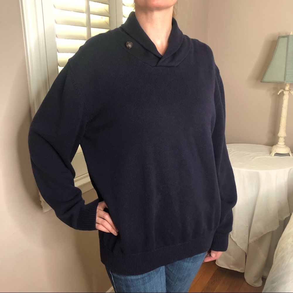 4 LEFT S-XL Cashmere Oversized Sexy Navy Blue Knit Turtleneck Pullover Sweater